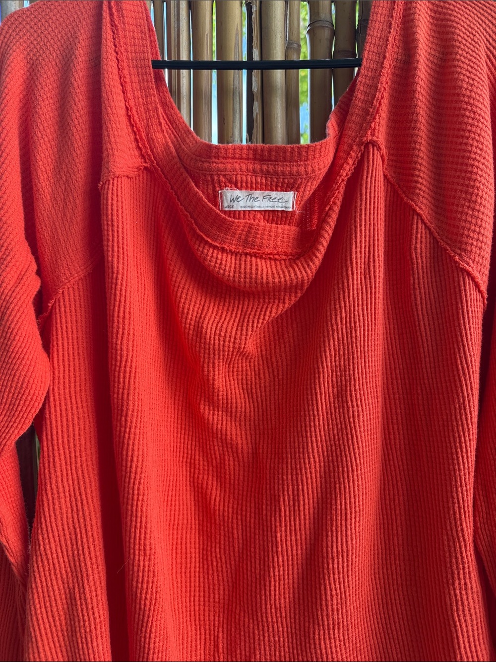 We The Free Orange-Red Waffle Knit Long Sleeve Top - Picture 2 of 5